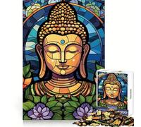 Rompecabezas de Arte de vidrieras de Buda para Adultos,1000 Piezas,Actividad de Ocio para el Bienestar Cerebral,Cierre, Sorpresa de cumpleaños (50x75cm)