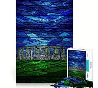 Rompecabezas de Arte de vidrieras de Stonehenge de 1000 Piezas para Adolescentes, Juguete de lógica Clara, fácil de Usar, Ocio, Regalo de cumpleaños 38x52cm