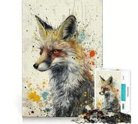 Rompecabezas de Arte de Zorro caprichoso 1000 Piezas Entrenamiento Mental Divertido de Corte Limpio componentes Resistentes Entretenimiento cautivador para Disfrutar en casa (38x52cm)