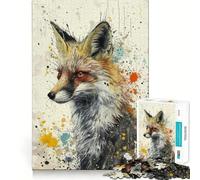 Rompecabezas de Arte de Zorro caprichoso de 1000 Piezas Estimula la concentración Divertido Corte láser para un Ajuste Actividad para Compartir con Seres Queridos (38x26cm)