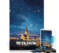 Rompecabezas de Arte del Cielo Nocturno de Reikiavik, Islandia, para Adolescentes, 1000 Piezas, Juguete para desarrollar la Mente, diseño de Entretenimiento Suave, Regalo Premium (38x52cm)