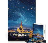 Rompecabezas de Arte del Cielo Nocturno de Reikiavik, Islandia, para Adolescentes, 1000 Piezas, Juguete para desarrollar la Mente, diseño de Entretenimiento Suave, Regalo Premium (38x52cm)