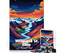 Rompecabezas de Arte del Parque Nacional Wrangell-St Elias para Adultos, 1000 Piezas, para Mejorar la Memoria, Tiempo Bien invertido, Bordes limpios, (38x52cm)
