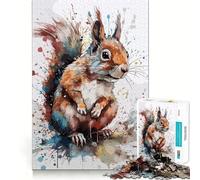 Rompecabezas de Arte en Acuarela de Ardilla, 1000 Piezas para Adolescentes Fortalece la Memoria Tranquilo y Sereno Regalo de Santa Claus 38x26cm