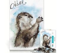 Rompecabezas de Arte en Acuarela de Nutria Marina de 1000 Piezas para Adultos, para ejercitar la Mente y aliviar el estrés Decoración de Pared con Bordes precisos (38x52cm)