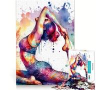 Rompecabezas de Arte en Acuarela de Yoga de 1000 Piezas Mejora la concentración Divertido Tecnología Avanzada de Corte láser Ideal para Viajar Juego Mental (38x26cm)
