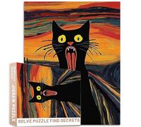 Rompecabezas de arte expresionista de gato negro, estilo dramático, 1000 piezas, decoración para adultos, rompecabezas coloridos para decoración del hogar, regalos familiares, rompecabezas perfecto