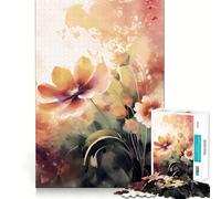 Rompecabezas de Arte Floral en Acuarela para Adultos 1000 Piezas Juego de Memoria Cerebral Cortado con láser para un Ajuste Perfecto aliviar el estrés (38x52cm)