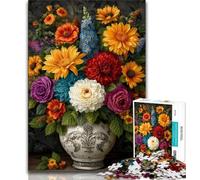 Rompecabezas de Arte Floral para Adolescentes, 1000 Piezas, un Juego desafiante y Familiar con Piezas de Formas aleatorias Totalmente entrelazadas, 50x75cm