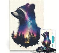Rompecabezas de Arte galáctico de Mapache de 1000 Piezas para Adultos Juguete Inteligente para Toda la Familia Obra de Arte de Corte preciso (38x52cm)