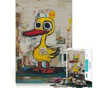 Rompecabezas de Arte Graffiti de Pato Amarillo con Gran corazón,1000 Piezas,Juego de Habilidad de Pensamiento,Piezas de Ajuste preciso,Actividad Nocturna Divertida para Toda la Familia (38x52cm)