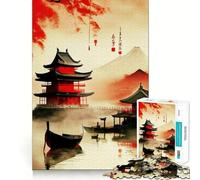 Rompecabezas de Arte japonés con diseño de Castillo Vintage,1000 Piezas,Juguete para desarrollar la Capacidad cognitiva,Superficie Lisa y sin Rebabas,Actividad Relajante para Grupos en Interiores