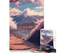 Rompecabezas de Arte japonés con diseño de Flores de Cerezo,1000 Piezas,para Pensar con claridad,Relajarse y desconectar Bordes precisos Regalo Elegante para Navidad (38x26cm)