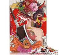 Rompecabezas de Arte japonés de Chica Demonio, 100% cartón Reciclado, de Primera Calidad, para Adultos y niños, 1000 Piezas (26 x 38 cm)