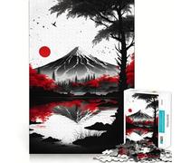 Rompecabezas de Arte japonés Luna Roja para Adultos, 1000 Piezas, Rompecabezas Mental, pasatiempo Relajante, Montaje de imágenes, Regalo Encantador (50x75cm)