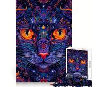 Rompecabezas de Arte Mandla de Gato psicodélico de 1000 Piezas para Adultos, Juguete para enfocar el Cerebro, para el hogar, Ocio, Bordes Ajustados, Regalo de Papá Noel (38x26cm)