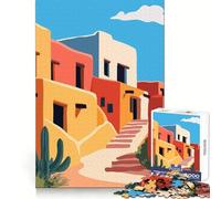 Rompecabezas de Arte Minimalista con ilustración de la Naturaleza del suroeste Americano para Adultos,1000 Piezas,para una Memoria aguda,un Placer Relajante,Bordes limpios,un Regalo Memorable 38x26cm