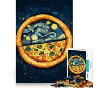 Rompecabezas de Arte Noche Estrellada con Pizza para Adultos, 1000 Piezas, para Fortalecer la Memoria, Divertido, de Calidad, con Bordes Elegantes, Regalo (50x75cm)