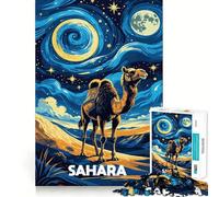 Rompecabezas de Arte Nocturno con Camellos del Desierto del Sahara para Adolescentes, 1000 Piezas, Mejora la Memoria, diversión Relajante, Corte Premium, Regalo Elegante (38x26cm)