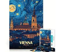 Rompecabezas de Arte Nocturno de Viena,Austria,para Adolescentes,1000 Piezas,Divertido y Estimulante,con componentes Resistentes y de Corte Limpio,Ideal para Compartir en Familia (38x52cm)