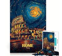 Rompecabezas de Arte Nocturno del Coliseo de Roma, Italia, 1000 Piezas para Adultos Fortalece la Memoria, Calma la Mente, cálida Sorpresa (38x26cm)
