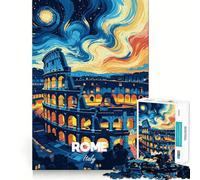 Rompecabezas de Arte Nocturno del Coliseo de Roma, Italia, para Adolescentes, 1000 Piezas, diseño Relajante y Divertido, decoración de Pared con Corte nítido (38x26cm)
