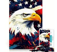 Rompecabezas de Arte patriótico del águila Americana de 1000 Piezas Ejercicio Mental Divertido Piezas de Ajuste preciso Una Forma entretenida de Pasar el Tiempo Libre (38x26cm)