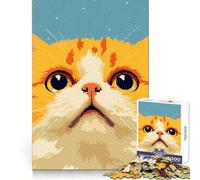Rompecabezas de Arte pixelado con Cara de Gato Curioso para Adultos, 1000 Piezas para una Actividad Creativa y Relajada, Ajuste Perfecto, Regalo Encantador (50x75cm)