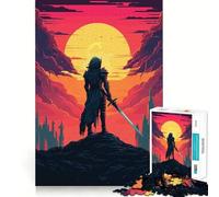 Rompecabezas de Arte pixelado de Guerrero paladín de 1000 Piezas para Adolescentes Juguete cognitivo Pasatiempo Relajante Borde Premium Lista de Deseos de Santa Claus (38x26cm)