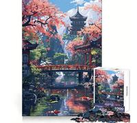 Rompecabezas de Arte pixelado Jardín Zen Asiático para Adolescentes 1000 Piezas Poder Mental Relajación Fácil Bordes Uniformes Elegante (38X26CM)