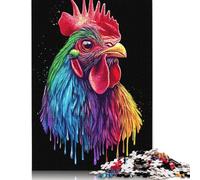 Rompecabezas de Arte Pop arcoíris de Rhode Island Red Roosterre, desafío difícil, 100% cartón Reciclado, Regalo para Mujeres y Hombres, 1000 Piezas (75 x 50 cm)