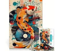 Rompecabezas de Arte Pop con Peces koi Vibrantes para Adolescentes,1000 Piezas,Juego para estimular la Mente,ensamblaje Firme y Seguro,Actividad para Fortalecer los Lazos Familiares (38x26cm)