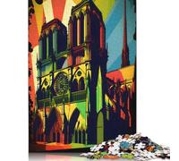 Rompecabezas de Arte Pop de Notre Dame de París, Rectangular, de cartón 100% Reciclado, Ideal para Adultos y niños, 1000 Piezas (26 x 38 cm)
