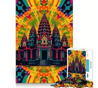 Rompecabezas de Arte psicodélico de Angkor Wat para Adultos,1000 Piezas,para desarrollar la Memoria,Divertido,de Alta precisión,fácil de Aprender,para Disfrutar en Familia (38x26cm)