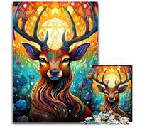 Rompecabezas de Arte psicodélico de Ciervos, 1000 Piezas para Adultos, Ideal para reuniones Familiares, cumpleaños y festividades, 50x75cm/19,68x29,52 Pulgadas.