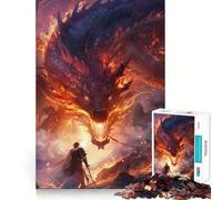 Rompecabezas de Arte Surrealista del dragón Guerrero 1000 Piezas Juego Divertido sin Rebabas Piezas de Corte Limpio portátil Ideal para Viajar (38x26cm)