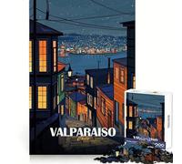 Rompecabezas de Arte Urbano Nocturno de Valparaíso, Chile, para Adolescentes, 1000 Piezas, Entrenamiento de Memoria, Actividad Relajante, Corte Impecable, Regalo de Temporada (38x26cm)
