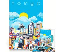 Rompecabezas de Arte Vectorial de la Ciudad de Tokio para Adolescentes, 1000 Piezas, Juguete de lógica Resistente para aliviar el estrés, Borde Transparente, Regalo clásico 38x52cm