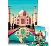 Rompecabezas de Arte Vectorial del Taj Mahal de 1000 Piezas para Adultos Juguete de lógica Mental Diversión Tranquila Corte Firme Regalo preciado 38x52cm
