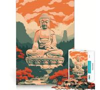 Rompecabezas de Arte Vintage Retro de Buda para Adolescentes 1000 Piezas Juego para estimular la Mente ensamblaje Firme y Seguro Actividad para Fortalecer los Lazos Familiares (38x52cm)