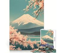 Rompecabezas de Arte Vintage Suave del Monte Fuji para Adultos, 1000 Piezas Ejercicio Inteligente, Entretenimiento Ligero, Bordes precisos Regalo navideño (50x75cm)