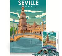 Rompecabezas de Arte y Viaje a Sevilla, España, para Adolescentes, 1000 Piezas, Entrenamiento de Memoria, Actividad Relajante, Corte Impecable, Regalo de Temporada (38x26cm)
