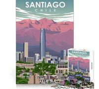 Rompecabezas de Arte y Viajes a Santiago de Chile para Adolescentes,1000 Piezas para Fortalecer el Cerebro,escapadas de Ocio,Encaje Firme,Elegante, (38x52cm)