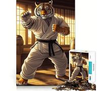 Rompecabezas de Artes Marciales Tiger Karate Kung Fu para Adolescentes, 1000 Piezas, Juguete de lógica Resistente, antiestrés, Borde Transparente, Regalo clásico 38x52cm
