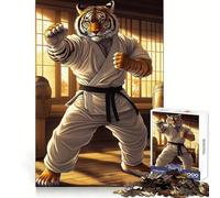 Rompecabezas de Artes Marciales Tiger Karate Kung Fu para Adolescentes, 1000 Piezas, Juguete de lógica Resistente, antiestrés, Borde Transparente, Regalo clásico 38x52cm
