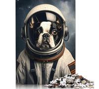 Rompecabezas de Astronauta Boston Terrier, decoración única para el hogar, Rompecabezas Rectangular de Papel para Adultos y Adolescentes, Regalo para el Día de la Madre, 1000 Piezas (75 x 50 cm)