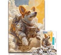 Rompecabezas de Astronauta Corgi para Adultos 1000 Piezas, Ayuda a ejercitar el Cerebro, Juguetes adictivos para Cultivar la Paciencia, una Obra de Arte de 38x26cm