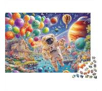 Rompecabezas de astronauta espacial 1000 piezas rompecabezas del universo de globos juego de rompecabezas familiar ideal para relajarse cartón reciclado, 100% para regalos decorativos 38 x 26 cm, 1000