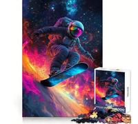 Rompecabezas de Astronauta Haciendo Snowboard en el Espacio para Adultos, 1000 Piezas, Pensamiento crítico, Escape Sereno, Bordes Uniformes, Regalo Festivo (38x26cm)