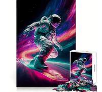 Rompecabezas de Astronauta Haciendo Snowboard en el Espacio para Adultos, 1000 Piezas, Pensamiento crítico, Escape Sereno, Bordes Uniformes, Regalo Festivo (50x75cm)
